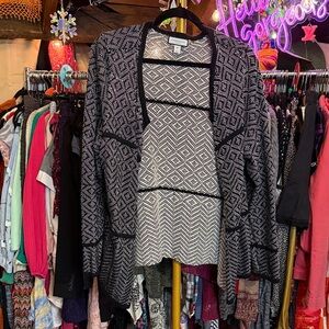 Charter Club Geometric Black and White Cardigan